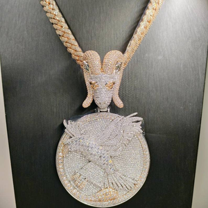 Colgante de Plata 925 con Medallón de Ram y Águila, con Moissanita y Diamantes, Estilo Hip Hop, Joyería de Lujo, Regalo - Product Image 5