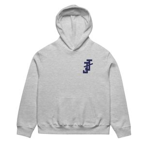 Sweat à capuche gris brodé épais en molleton doux, pull à manches longues, vêtement décontracté pour l'hiver - Product Image 1