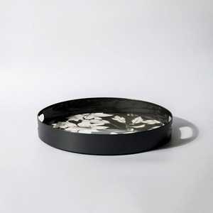 Modern Round Resin Serving Tray with Elegant Floral Artwork <b>for</b> Living Room Kitchen and <b>Dining</b> <b>Table</b> - Product Image 2