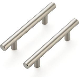 Set di 10 Maniglie per Mobili in Acciaio Inox Spazzolato Nickel, Interasse Fori 3 Pollici, per Cassetti e Armadi - Product Image 1