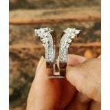 2CT Round Cut Moissanite 925 Sterling Silver 14K White Gold Plated Ring Enhancer Wedding <b>Wrap</b> Guard Pave <b>Bridal</b> Band for Women - Product Image 2