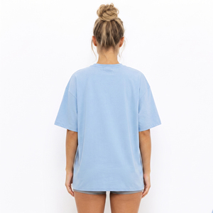 Camiseta de chenilla bordada estilo casual con hombros caídos y manga corta para mujer, camiseta holgada de yoga de algodón y poliéster para gimnasio - Product Image 4