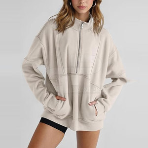 Modern <b>Women</b> <b>Quarter</b> <b>Zip</b> Sweatshirt With Premium Cotton Fabric Pullover For Casual Fashion Outdoor Wear And Daily Activities - Product Image 4