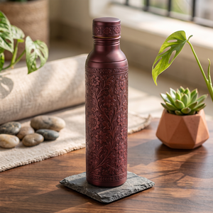 Falah International Stainless Steel Water <b>Bottle</b> Engraved Floral Mandala Design Decorative Drinking <b>Bottle</b> <b>Vintage</b> Metal Gift - Product Image 6