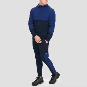 Ensemble de survêtement 2-en-1 personnalisé en molleton à capuche pour homme, coupe-vent sport en coton élastique - Product Image 3