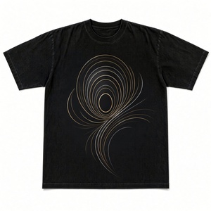 Camiseta negra oversize de estilo urbano con estampado de llamas de lobo Astro, camiseta de manga corta con cuello redondo para hombre - Product Image 1