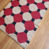 Tapis d'appoint moderne abstrait en jute fait main |   Tapis de salon antidérapant, écologique, antibactérien, à poils ras, adapté aux animaux domestiques, tissé à la main