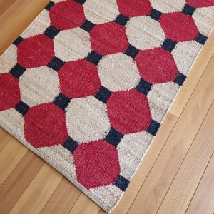 พรมปูพื้นทำมือสไตล์โมเดิร์นลายเรขาคณิตจากเส้นใยปอกระเจา |   พรมทอมือรักษ์โลกสำหรับห้องนั่งเล่นและตกแต่งบ้าน - Product Image 1