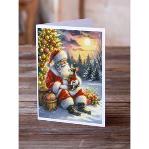 Whimsical A7 Tamaño 5x7 Tarjetas de notas en blanco Paquete de 8 con sobres-Tarjetas de felicitación de Chihuahua y Papá Noel - Product Image 2