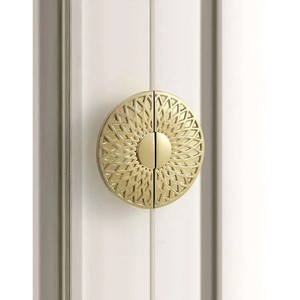 มือจับประตูทองเหลืองโบราณลายตกแต่งสำหรับตู้เฟอร์นิเจอร์ตกแต่งบ้าน - Product Image 3