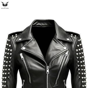 Make Your Own <b>Lightweight</b> Durable Comfortable Premium Quality Newest Style <b>Women</b> Outer Wear Studded Leather <b>Jackets</b> - Product Image 3