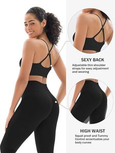 Ensemble deux pièces pour femme : Leggings de fitness taille haute sans coutures et brassière de sport rembourrée dos nageur, respirant, pour le yoga et l'entraînement - Product Image 5