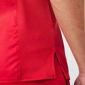 Haut de blouse médicale rouge pour homme, col en V, coton et polyester tissé, uniforme d'hôpital avec poches - Product Image 3