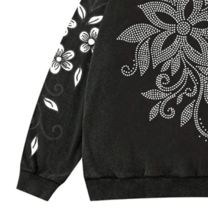 Casual Solid <b>Rhinestone</b> <b>Hoodie</b> with Sparkling Stone Work 100% Cotton Winter Fashionable Breathable Eco-Friendly for Everyday Use - Product Image 4