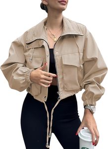 Unisex Color Blocking Safari <b>Jacket</b> Lightweight Polyester Windproof Pullover Closure Sporty Style Loose Fit Winter Wear - Product Image 2