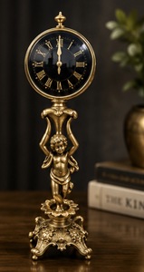 UNICORN HANDICRAFTS Horloge de bureau en laiton antique avec chiffres romains, mouvement mécanique, portable, durable, traditionnelle - Product Image 1