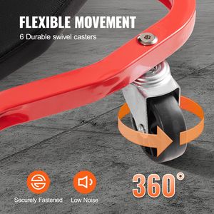 Carrello da Officina da 44 Pollici con Capacità di 300 Libbre, Poggiatesta Imbottito Regolabile e 6 Ruote per Meccanici e Garage - Product Image 4