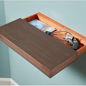 Sheesham Wood Floating Shelf Hidden <b>Storage</b> Compartment Wholesale India - Product Image 2