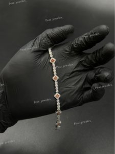 Pulsera de tenis clásica de plata 925 con baño de rodio y moissanita, diseño geométrico de eslabones, para uso diario de mujer - Product Image 4