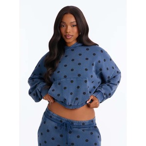 <b>Women's</b> Gray Hooded Crop Sweatshirt Full Sleeve Knitted <b>Zip</b>-<b>Up</b> Autumn Wear - Product Image 6