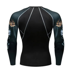 Custom Sublimation Printed Men's Rash Guard <b>Long</b> <b>Sleeve</b> <b>Compression</b> <b>Shirt</b> Gym Fitness Wear BJJ MMA Base Layer Quick Dry - Product Image 5