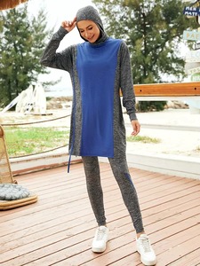 <b>Modest</b> Plus Size Sport Wear Zipper for Women Pocket Design Muslim Gym Activewear <b>Set</b> Fast-dry UPF30 Protection - Product Image 4