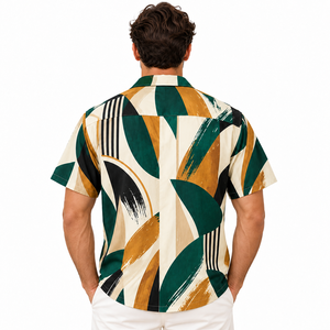 Camisa Hawaiana de Manga Corta para Hombre, con Cuello Abotonado, de Poliéster Satinado de Secado Rápido, con Estampado por Sublimación y Diseño de Logotipo Personalizado - Product Image 2
