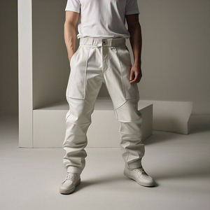 OEM White Leather Pants <b>Men</b> Outdoor Breathable Quick Dry Lightweight Wholesale Price Leather Pants - Product Image 3