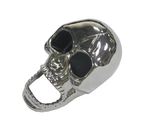 Ouvre-bouteille en forme de crâne fini argenté, utilisé comme accessoire de bar de style gothique pour la maison et les cafés, vente en gros depuis l'Inde - Product Image 5