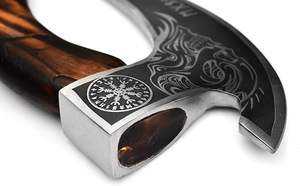 Cuchillo para Pizza Vikingo Forjado a Mano - Hoja de Acero al Carbono, Funda de Cuero - Product Image 3