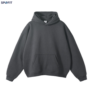 Sweat-shirts épais en coton de haute qualité, unis, lourds, surdimensionnés, personnalisables, sans cordon, grandes tailles, pour hommes, sans cordon, unisexe - Product Image 4