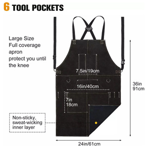 Tablier de travail en cuir de vachette fendu, résistant à la chaleur et aux flammes, pour soudeurs et forgerons, ignifuge, vêtements de travail pour la construction - Product Image 3