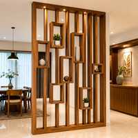 Modern Wooden Freestanding Room Divider Partition Shelf Open Shelf 65mm Thick Custom Decorative Partition Wall Commercial Office