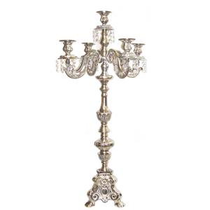 Candélabre de luxe gaufré à 5 bougies, en métal nickelé, décoratif, de haute qualité, fait main, pour la décoration - Product Image 6