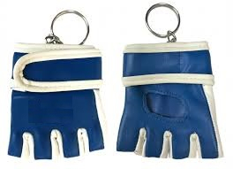 Faux Leather <b>Half</b> Finger Training Gloves Keychain Unisex Martial Arts <b>Slip</b>-On Red Black White Pink Blue - Product Image 6