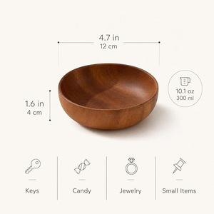 Tazón Decorativo de Madera para Servir, Tazón de Madera Natural para Ensaladas y Frutas, Hecho a Mano, Rústico, Vajilla para Cocina y Comedor, Centro de Mesa Rústico para el Hogar - Product Image 2