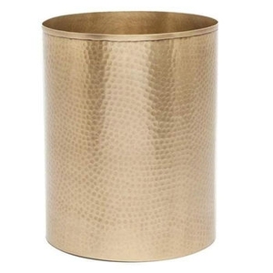 Premium Polished Brass Waste <b>Bin</b> Gold Metal Round Trash Can with Braided Rim Detail Elegant Office Bathroom Wastebasket - Product Image 4