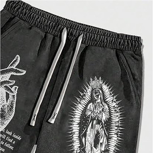 Shorts imprimés délavés à l'acide pour hommes, style streetwear moderne, toucher doux, coton, pour la gym et l'entraînement - Product Image 3