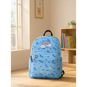 Sac d'école Arctic Fox Sky bleu aqua, durable, résistant à l'eau, en polyester Oxford, avec bretelles rétractables détachables - Product Image 2