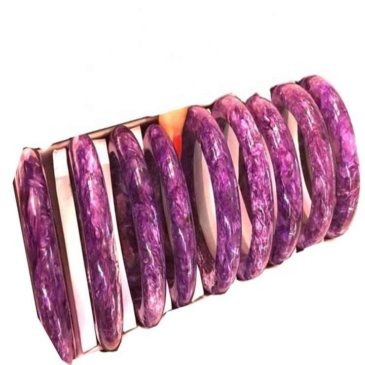 内径55-60mmナチュラルチャロイトバングル100% 本物のナチュラルチャ  