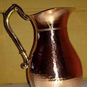 Carafe en cuivre écologique avec couvercle et ensemble de verres, vaisselle en métal pour servir l'eau et les jus, durable, réutilisable, pour la cuisine. - Product Image 1