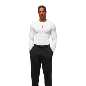 Camiseta Deportiva de Manga Larga para Hombre, Compresión, Transpirable, Blanca, para Gimnasio, Entrenamiento, Ropa Deportiva - Product Image 3