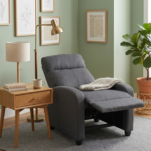 Luxury Modern Foldable Manual <b>Recliner</b> Chair Single Seater Linen Fabric with Wooden Frame for Living Room - Product Image 1