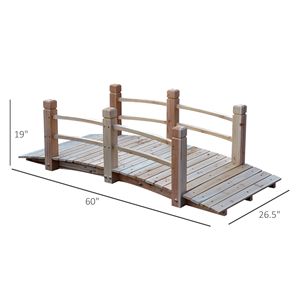 5 ft in legno naturale di legno giardino ponte ad arco ponte con ringhiere per il cortile ornamento - Product Image 3