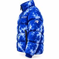 Blouson matelassé à capuche tie-dye pour homme, coupe-vent, sportif, épais, avec fermeture éclair frontale, logo bleu, coupe régulière, tissu personnalisé