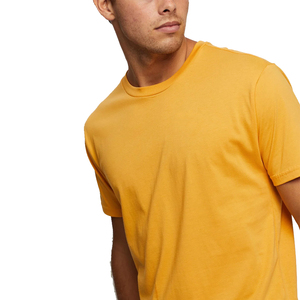 T-shirt en coton jaune pour homme, manches courtes, col rond, coupe classique, couleur unie, respirant, teint en fil, séchage rapide, écologique - Product Image 3