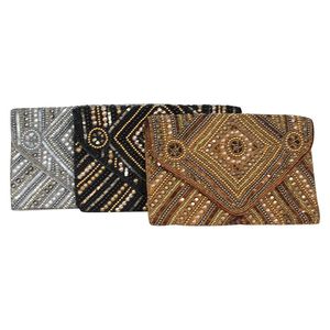 Handcrafted Indian Luxury Casual Daily Fashion Accessory Colorful Glass <b>Beaded</b> Baguette Handle Bag Durable <b>Crystal</b> Art Accessory - Product Image 1