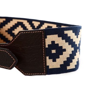 Luxury Handmade Brown Leather Argentine Polo <b>Belt</b> With Forest Green Navy White And <b>Red</b> Pampa Diamonds - Product Image 4