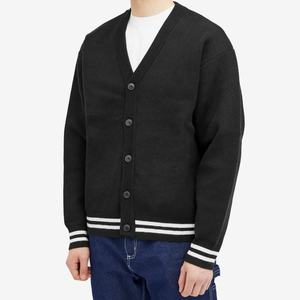 Cardigan pour homme à col en V avec imprimé flocon de neige et renne, pull tricoté à manches longues, vêtement d'hiver, cardigan noir pour homme - Product Image 3