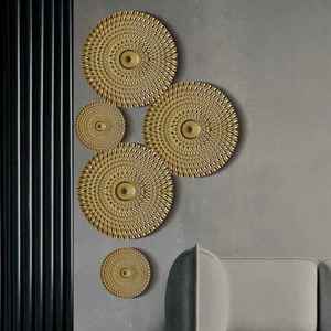 Interconnected Metallic Round <b>Cluster</b> Wall Hanging Decorative Wave Frame Accent Bedroom Sofa Backdrop Sign - Product Image 1